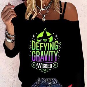 NEW "Wicked-Defying Gravity" Enchant-Glow-Green Hat & Broomstick Shirt